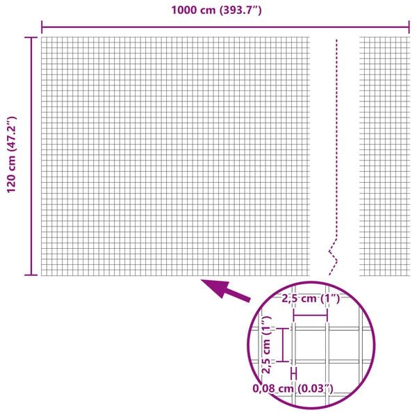 vidaXL Welded Wire Fence Silver 1.2 x 10 m Steel