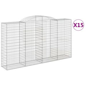 vidaXL Arched Gabion Baskets 15 pcs 300x50x160/180 cm Galvanised Iron