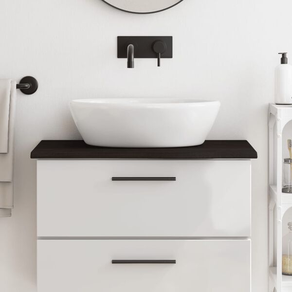 vidaXL Bathroom Countertop Dark Brown 80x30x2 cm Treated Solid Wood