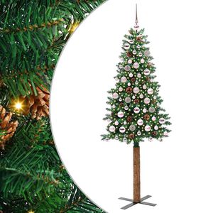 vidaXL Slim Christmas Tree Green 180 cm PVC and Solid Pine wood
