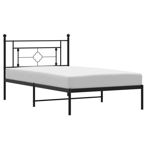 vidaXL Metal Bed Frame without Mattress with Headboard Black 107x203cm