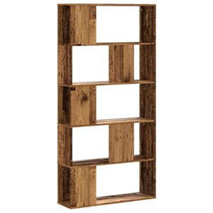 vidaXL Bookcase 5-Tier Old Wood 80,5x23,5x162,5 cm Engineered Wood