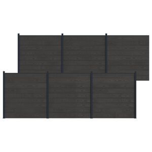 vidaXL Fence Set 6 pcs 1045 x 186 cm WPC and Aluminium Black