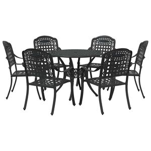 vidaXL Garden Dining Set 7 pcs Black Aluminium