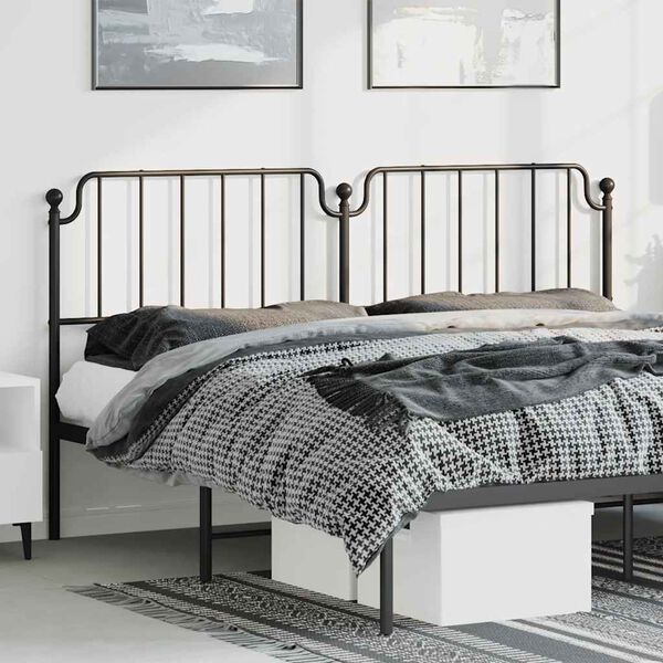 vidaXL Metal Headboard Black 193 cm