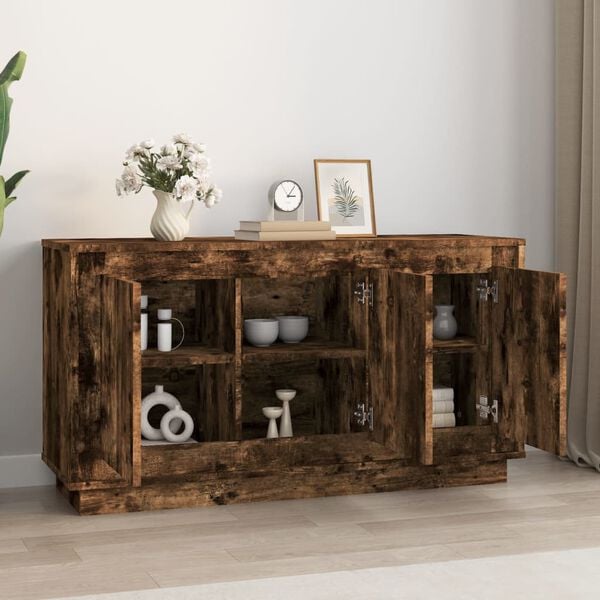 vidaXL Sideboard Smoked Oak 102x35x55 cm Engineered Wood