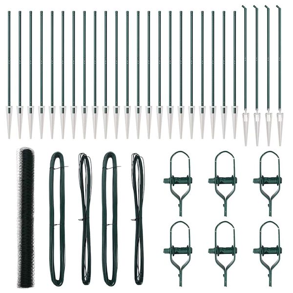 vidaXL Fence Post Green 50 x 1.6 m (50 mm mesh) Steel and PVC