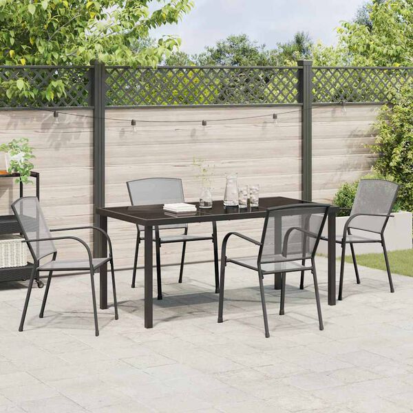 vidaXL Garden Dining Set 5 pcs Anthracite Powder-Coated Steel