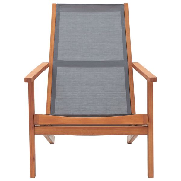 vidaXL Garden Lounge Chair Grey Solid Eucalyptus Wood and Textilene