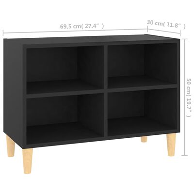 vidaXL TV Cabinet with Solid Wood Legs Black 69.5x30x50 cm