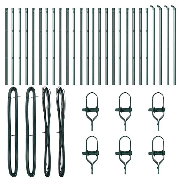 vidaXL Fence Post Other 26 pcs Green 3.2 x 3.2 x 100 cm Steel