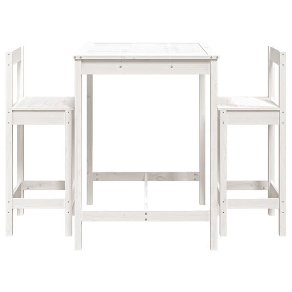 vidaXL 3 Piece Garden Bar Set White Solid Wood Pine