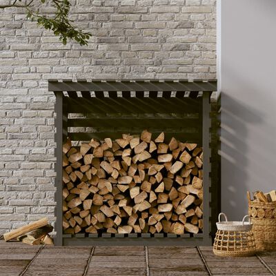 vidaXL Firewood Rack Grey 108x73x108 cm Solid Wood Pine