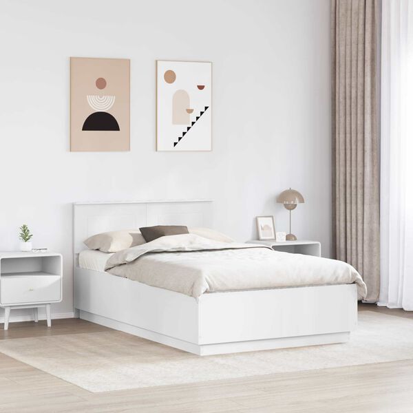 vidaXL Bed Frame with Headboard White 135 x 190 cm Engineered Wood