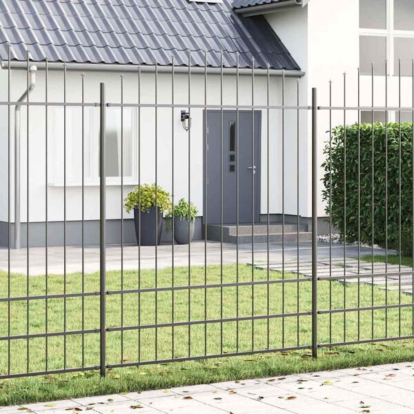 vidaXL Garden Fence 3 pcs Grey 170 x 225 cm Powder-Coated Steel