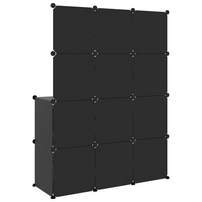 vidaXL Cube Storage Cabinet for Kids with 10 Cubes Black PP