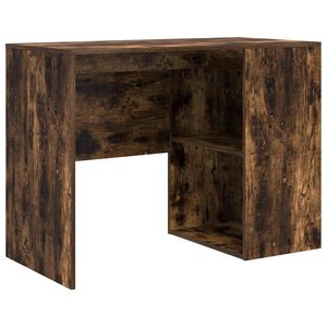 vidaXL Desk with Shelf Smoked Oak 102 x 50 x 75 cm Engineered Wood