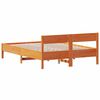 vidaXL Bed Frame without Mattress Wax Brown 135x190 cm Double Solid Wood Pine