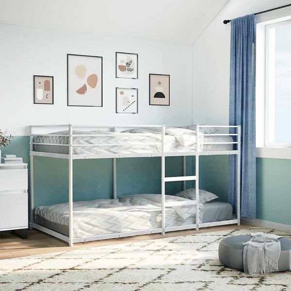 vidaXL Bunk Bed without Mattress White 90x200 cm Steel