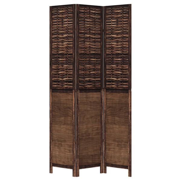 vidaXL Room Divider 3 Panels Dark Brown Solid Wood Paulownia