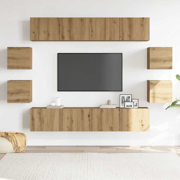 vidaXL Wall Mounted TV cabinets 8 pcs Artisan Oak Engineered Wood