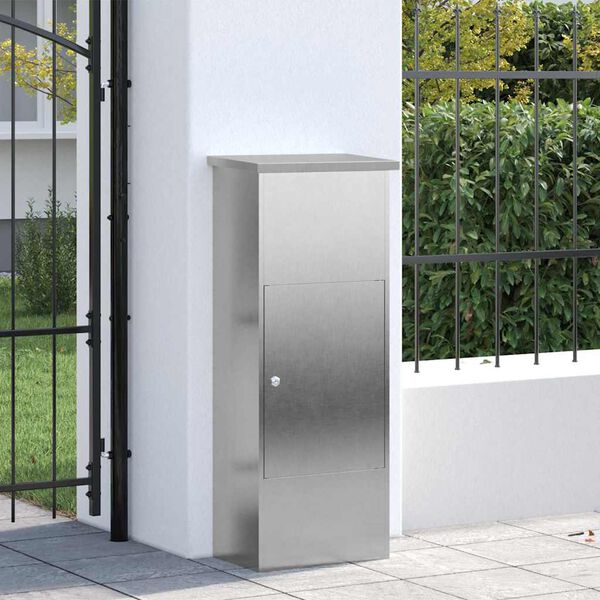 vidaXL Parcel Drop Box Silver 44.5 x 29 x 110.5 cm Stainless Steel