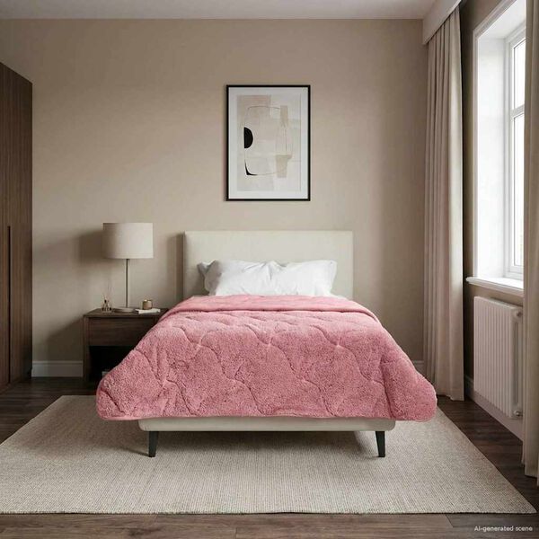 vidaXL Full Year Duvet Pink 140 x 220 cm Microfiber and Teddy fleece