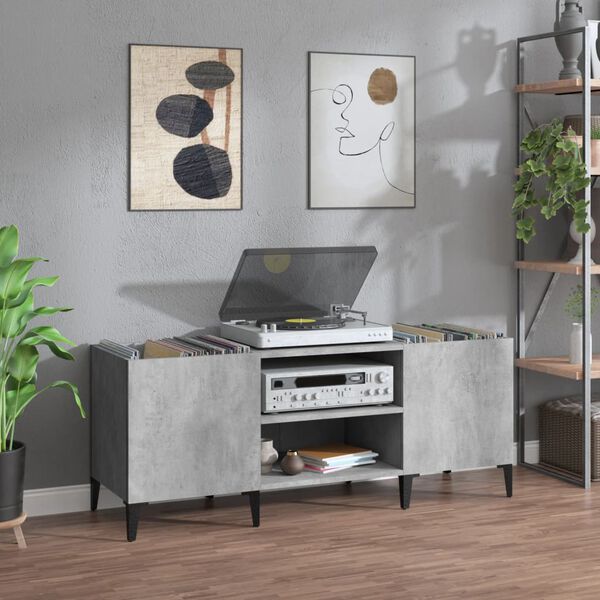 vidaXL Record Cabinet Concrete Grey 121x38x48 cm Engineered Wood