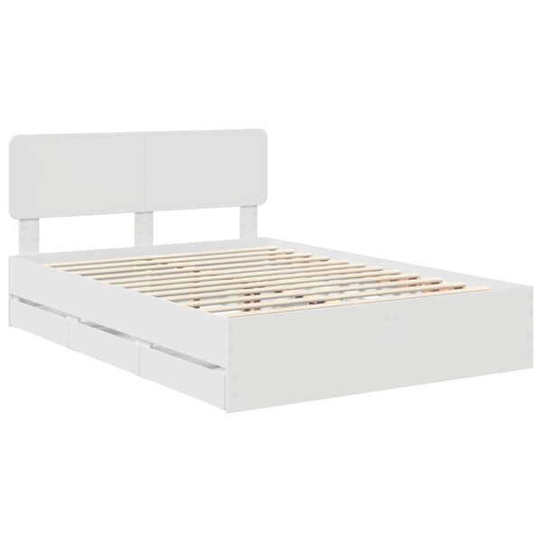 vidaXL Bed Frame with Headboard White 150 x 200 cm Engineered Wood