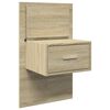 vidaXL Wall-mounted Bedside Cabinet with LED Lights Sonoma Oak
