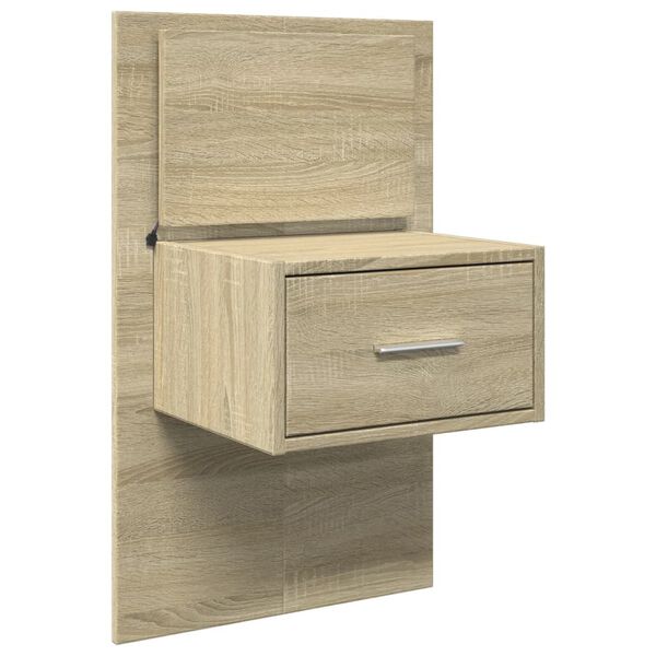 vidaXL Wall-mounted Bedside Cabinet with LED Lights Sonoma Oak