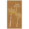 vidaXL Garden Wall Decoration 105x55 cm Corten Steel Flower Design
