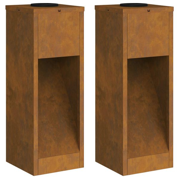 vidaXL Solar Led Pathway Light 2 pcs Corten Steel Corten Steel