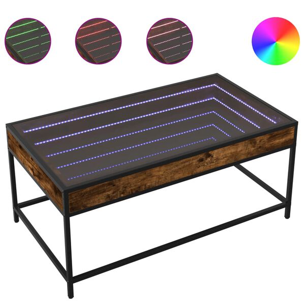 vidaXL Coffee Table with Infinity LED Smoked Oak 90x50x41 cm