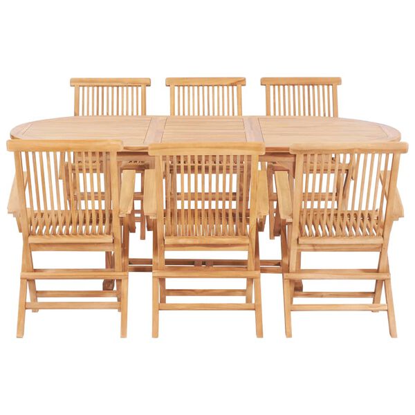 vidaXL 7 Piece Outdoor Dining Set 150-200x100x75 cm Solid Teak Wood
