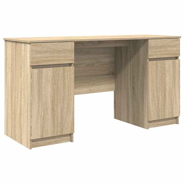 vidaXL Desk with Drawer Sonoma oak 140 x 49 x 76 cm Engineered wood