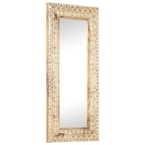 vidaXL Mirror | Natural Wood | Solid mango wood | 110x50 cm | Decorative Inlays