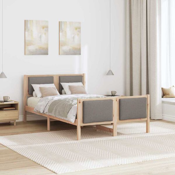 vidaXL Bed Frame with Headboard Taupe 120 x 200 cm Fabric