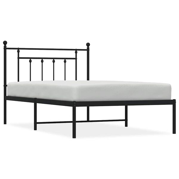vidaXL Metal Bed Frame without Mattress with Headboard Black 100x200cm