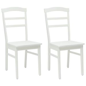 vidaXL Dining Chair 2 pcs Solid Rubber Wood White 36 x 45.5 x 93.5 cm