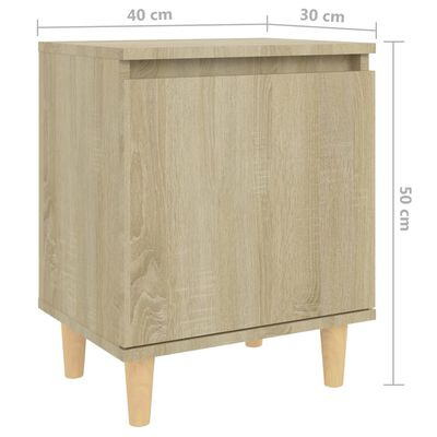 vidaXL Bed Cabinet with Solid Wood Legs Sonoma Oak 40x30x50 cm