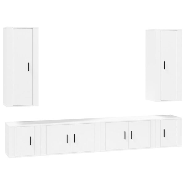 vidaXL 6 Piece TV Cabinet Set White Engineered Wood