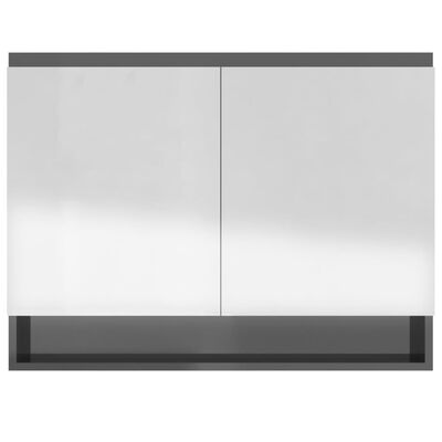 vidaXL Bathroom Mirror Cabinet 80x15x60 cm MDF Shining Grey