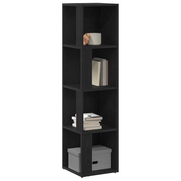 vidaXL Corner Shelves Black Oak 33 x 33 x 132 cm Engineered Wood