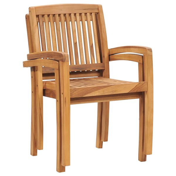vidaXL Stacking Garden Dining Chairs 2 pcs Solid Teak Wood