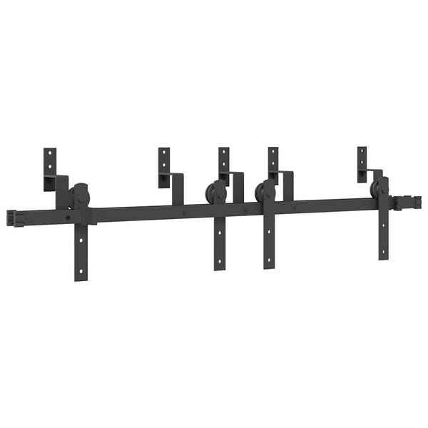 vidaXL Sliding Door Hardware Kit 152,5 cm Steel Black