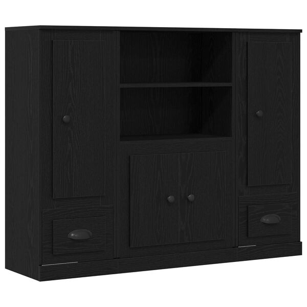 vidaXL Highboard Black Oak 132 x 35.5 x 103.5 cm Engineered wood