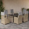 vidaXL 7 Piece Garden Dining Set with Cushions Beige Poly Rattan