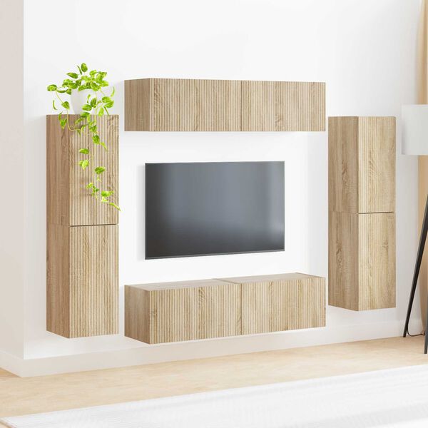 vidaXL TV Cabinet Set 8 pcs Sonoma Oak Engineered Wood