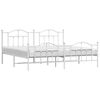 vidaXL Metal Bed Frame without Mattress with Footboard White 200x200cm